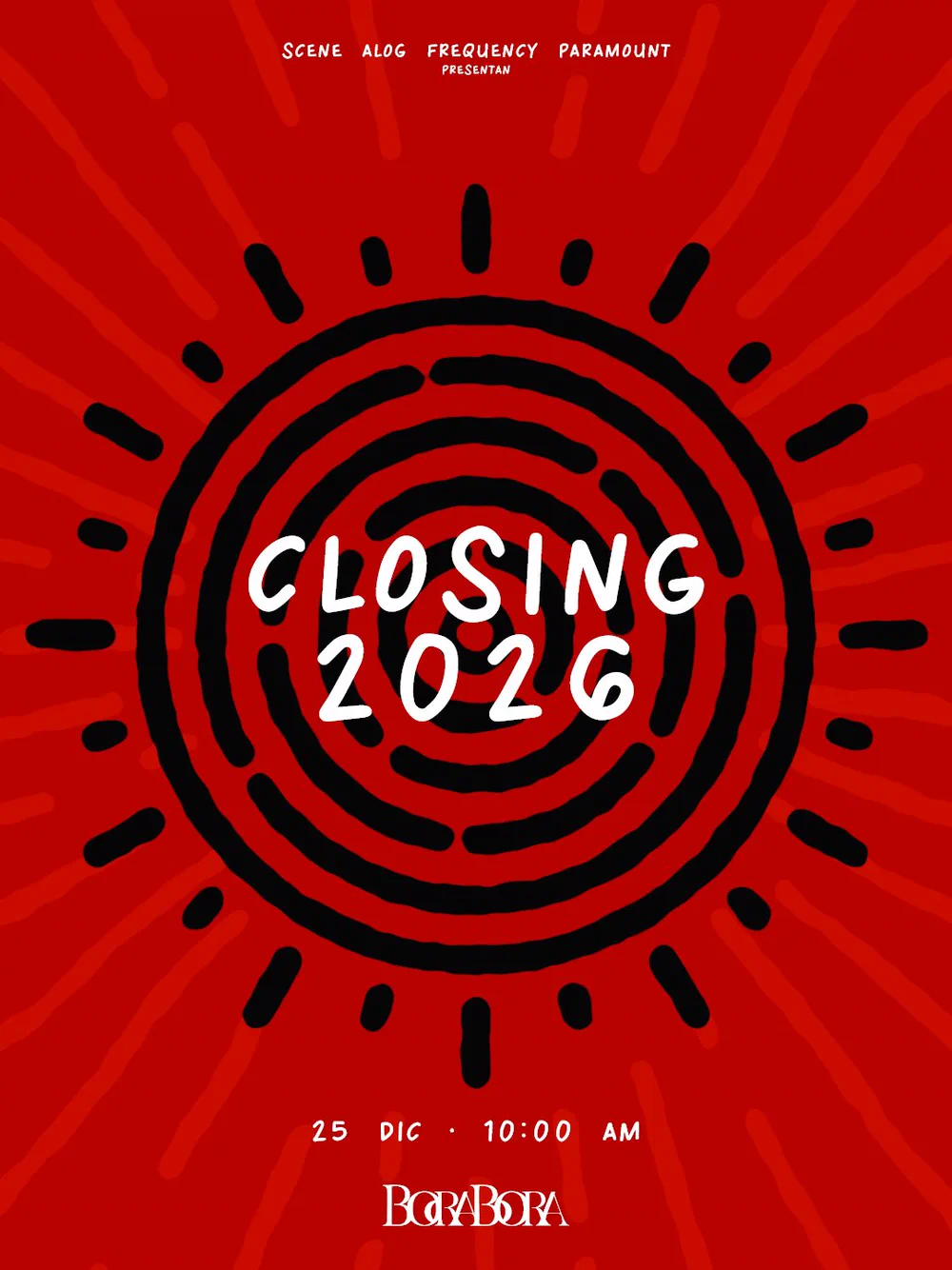 Flyer de Closing 2026, cierre de año, 25 de diciembre de 2026 en Bora Bora